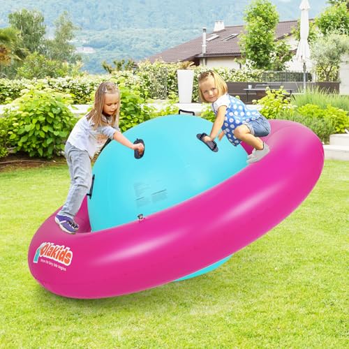 OLAKIDS 8FT Inflatable Dome Rocker Bouncer Outdoor Kids Giant Roll and Play Seesaw Rocker with 6 Secure Handles Max Weight 250 LBS Toddlers Climbing Toy Backyard Play Center Equipment - Image 5