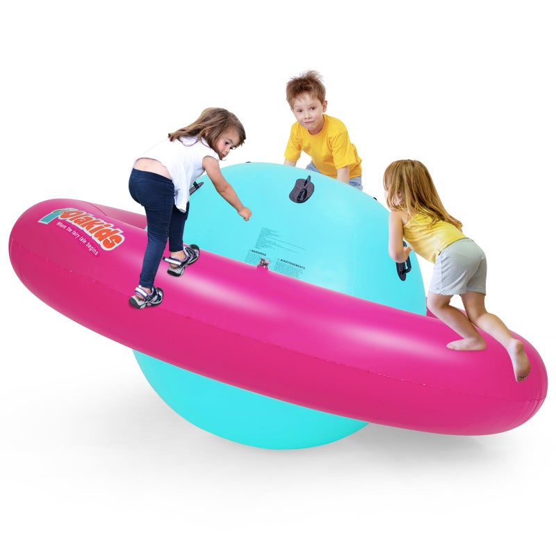OLAKIDS 8FT Inflatable Dome Rocker Bouncer Outdoor Kids Giant Roll and Play Seesaw Rocker with 6 Secure Handles Max Weight 250 LBS Toddlers Climbing Toy Backyard Play Center Equipment - Image 3