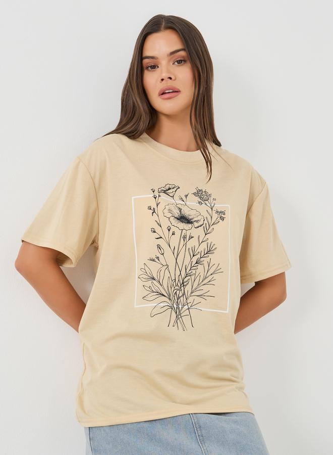 Styli Graphic Print Round Neck T-Shirt - Image 1