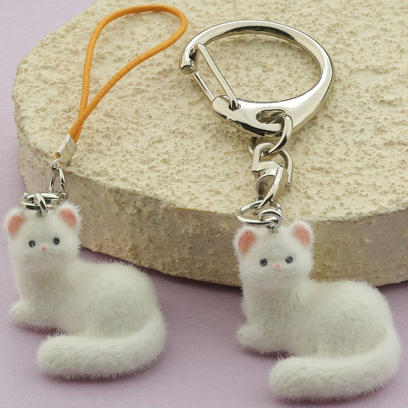 Cute White Sable 3D Flocked Ferret Resin Pendants 5pcs For DIY Jewelry Making Accessories - Image 1