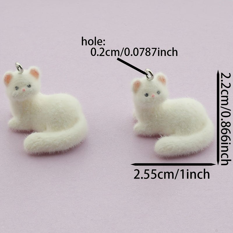 Cute White Sable 3D Flocked Ferret Resin Pendants 5pcs For DIY Jewelry Making Accessories - Image 4