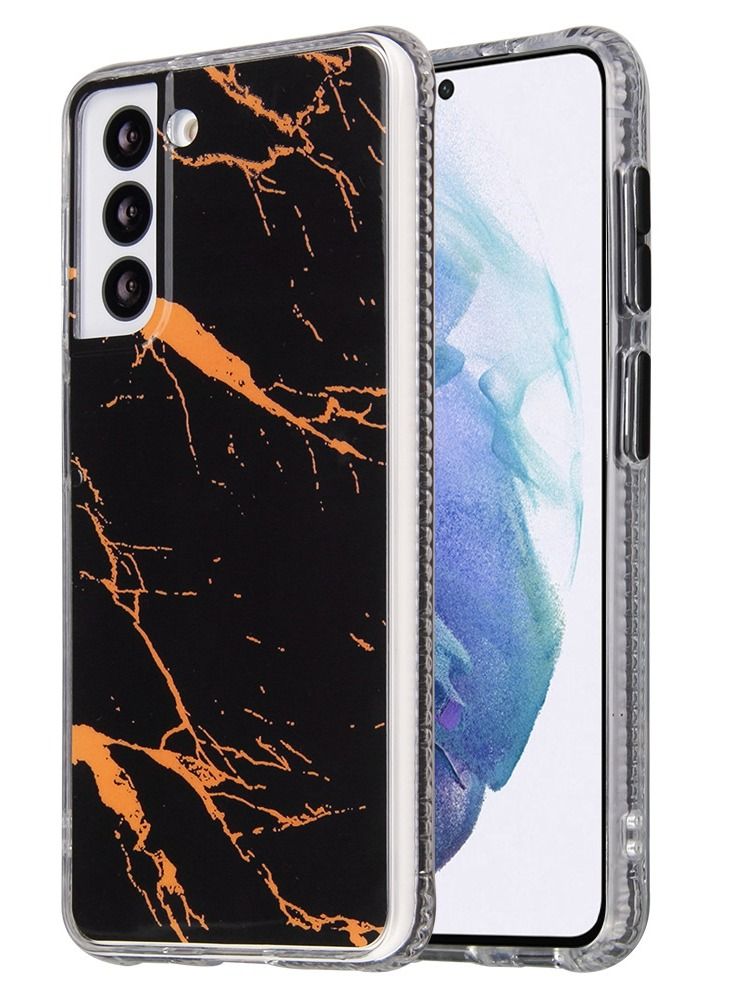 Loquat Drop-resistant all-inclusive flow gold marble Samsung mobile phone case