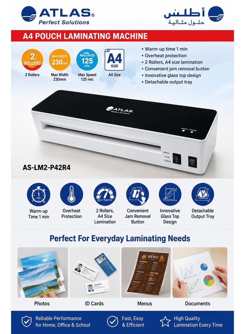ATLAS A4 Size Laminator With Two Rollers - Image 2