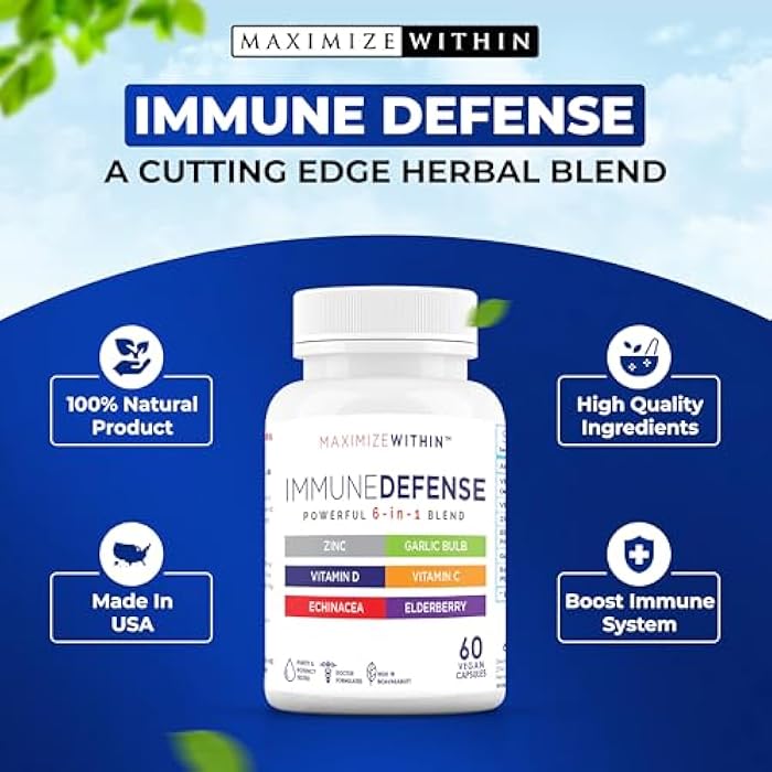 Maximum Slim Powerful 6-in-1 Immune Support Supplement with Zinc, Vitamin C, Elderberry, Vitamin D, Echinacea, & Garlic, 60 Count - Image 3