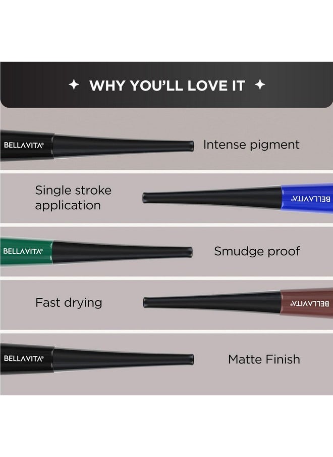 Bella Vita Organic BELLAVITA Intense Drama Waterproof Eyeliner, Brown, Matte Finish, Smudge-Proof, Fast-Drying, Felt Tip Applicator, Enriched with Biotin, 3.5 ml  - Image 4