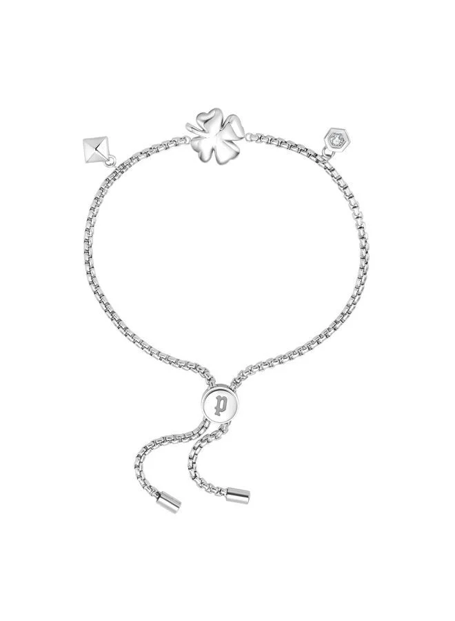 POLICE Twinkling Women's Stainless Steel Bracelet with Silver Clover Charm