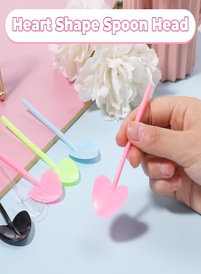 VEIREN 100 Pieces Disposable Plastic Spoons Mini Love Heart Shape Individually Wrapped Sampling Tasting Serving Dessert Spoon for Cake Ice Cream Jelly Pudding Yogurt Home Birthday Party Favor, Pink - Image 4