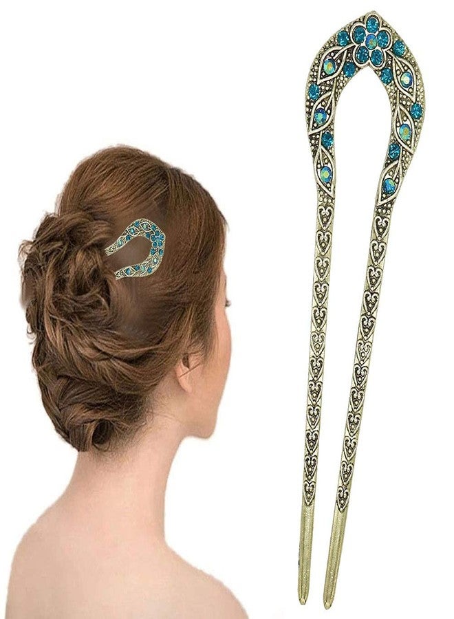 BIG BOX 1 pcs Rhinestone U Shape Hair Fork Sticks Updo Hair Bun Chignon Wedding Hair Pins Hair Styling Tool Bridal Hair Accessories for Women and Girls - Image 3