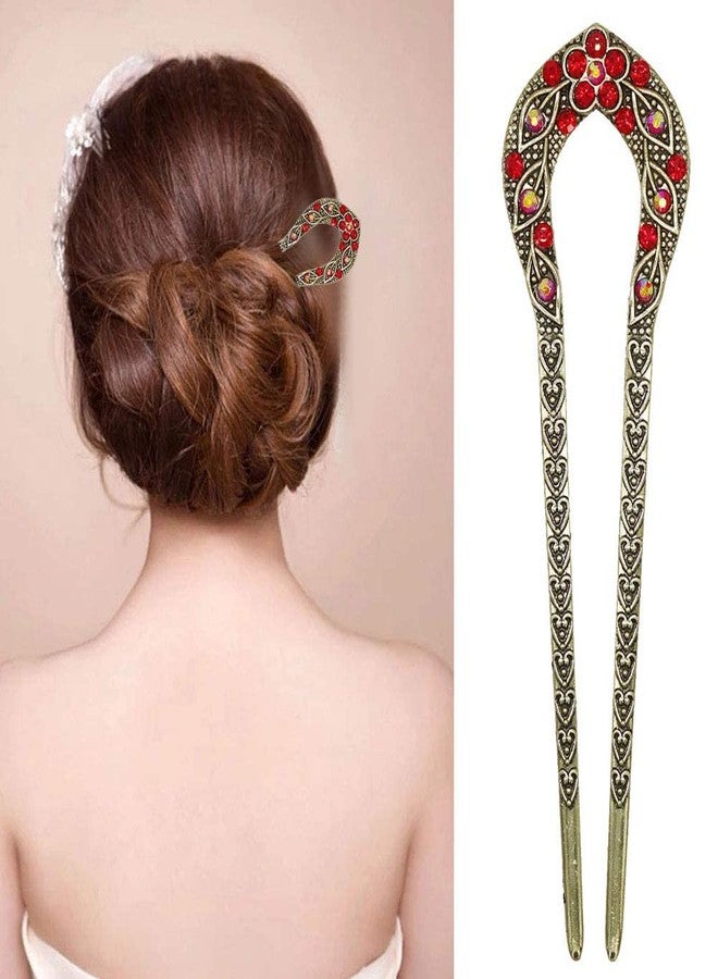 BIG BOX 1 pcs Rhinestone U Shape Hair Fork Sticks Updo Hair Bun Chignon Wedding Hair Pins Hair Styling Tool Bridal Hair Accessories for Women and Girls - Image 5