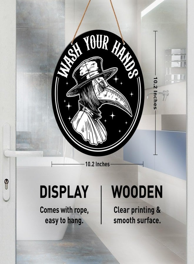 HSNBT Gothic Bathroom Sign Decor, Wash Your Hands Sign, Goth Toilet Powder Room Plague Doctor Wall Hanging Signs Decorations - Image 2