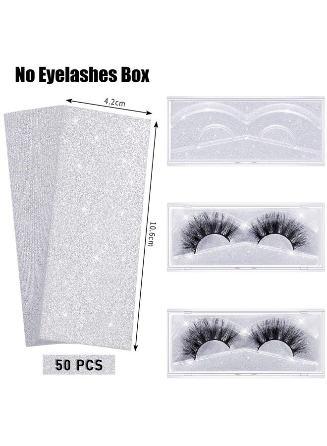 Blulu 50 Pieces Eyelashes Box Internal Glitter Background Paper Rectangle Glitter Cardstock for False Eyelashes Storage Box Lashes Case Holder Makeup Cosmetic Container, No Eyelashes Box - Image 2