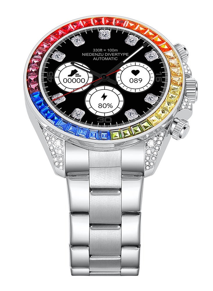 Smart Watch Z1 Pro 1.43‘’HD Touch Screen With Waterproof, Bluetooth Calling With Blood Pressure  Heart Rate Monitor, Sport Digital Smartwatch Diamond inlaid (Silver) - Image 2