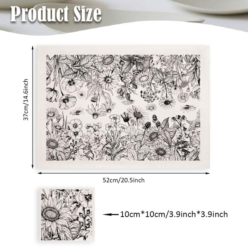 SUPERDANT 4PCS Wild Flowers Underglaze Paper Transfer Plants Transfer Paper for Clay Ceramic Porcelain Under Glaze Transfers for Pottery Enamel Decals Black Underglaze Decal Papers Handcrafted Gifts - Image 2