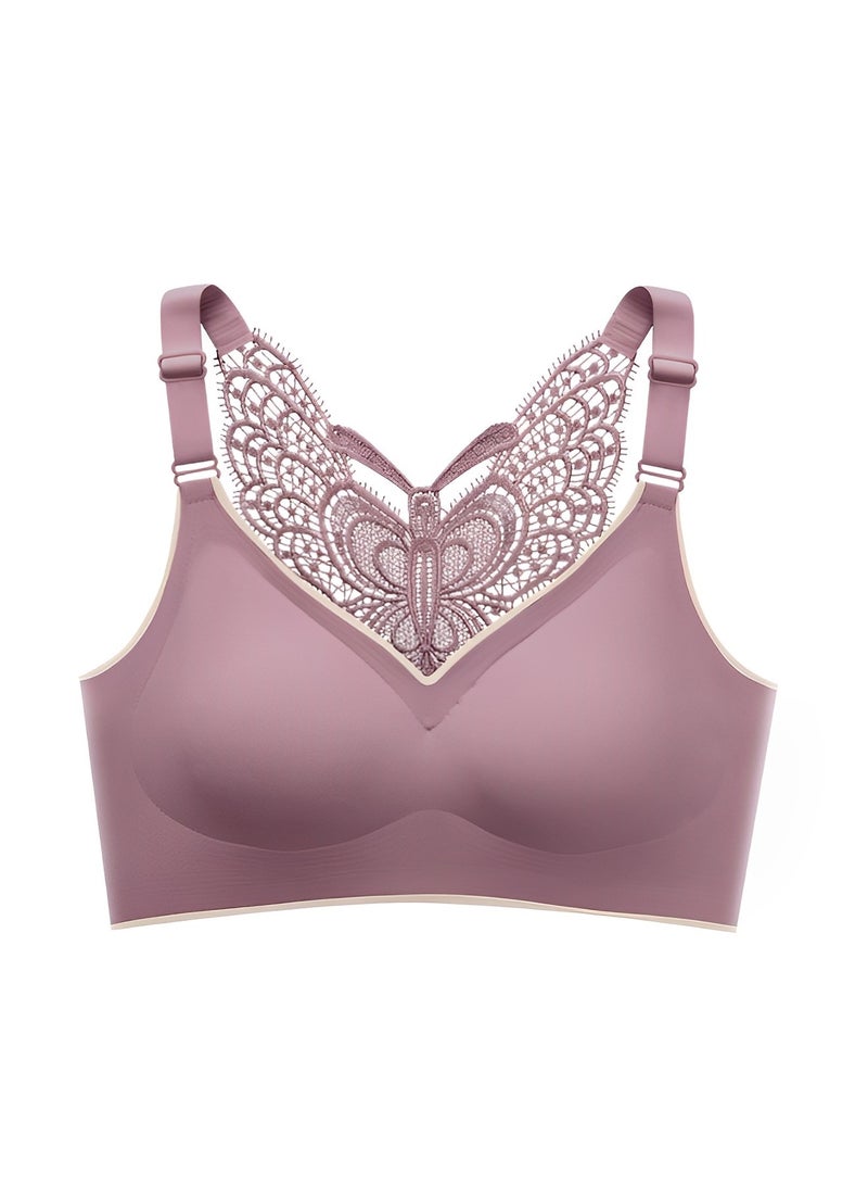 REOCLE Women's Wire-Free Push Up Bra Seamless Front Closure Lace Butterfly Daily Bra Butterfly Embroidery Front Closure Bra Adjustable Butterfly Back Bras - Image 2