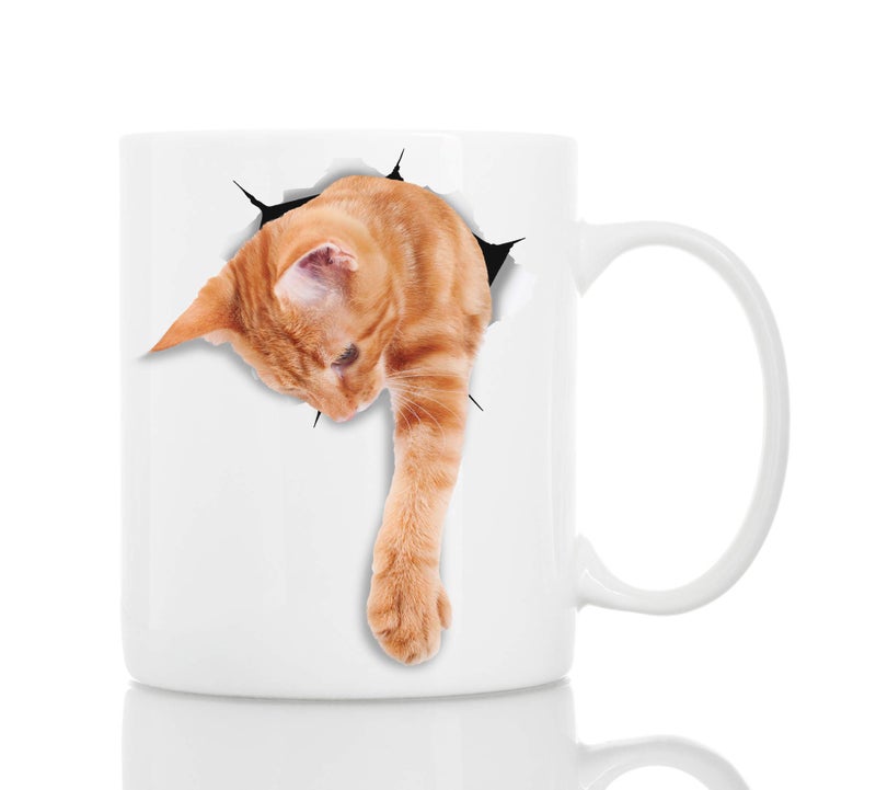Winston Bear Adorable Ginger Orange Cat Mug Funny Ceramic Coffee Mug Gift for Cat Lovers Perfect Birthday or Christmas Fathers or Mothers Day Gift 11oz