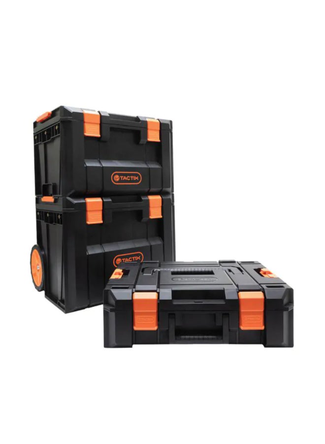 Tactix Modular System Tool Organizer Trolley Black and Orange 78.3 x 41.4 x 44.4 cm 320454S - Image 2
