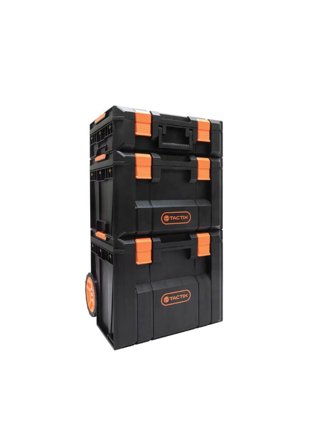 Tactix Modular System Tool Organizer Trolley Black and Orange 78.3 x 41.4 x 44.4 cm 320454S - Image 1