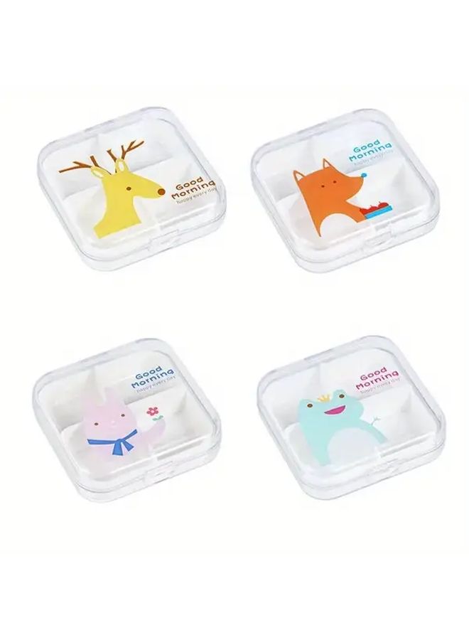 Fox Mini Cartoon Portable Travel Pill Box 4 Grid On The Go Medicine Organizer - Image 1