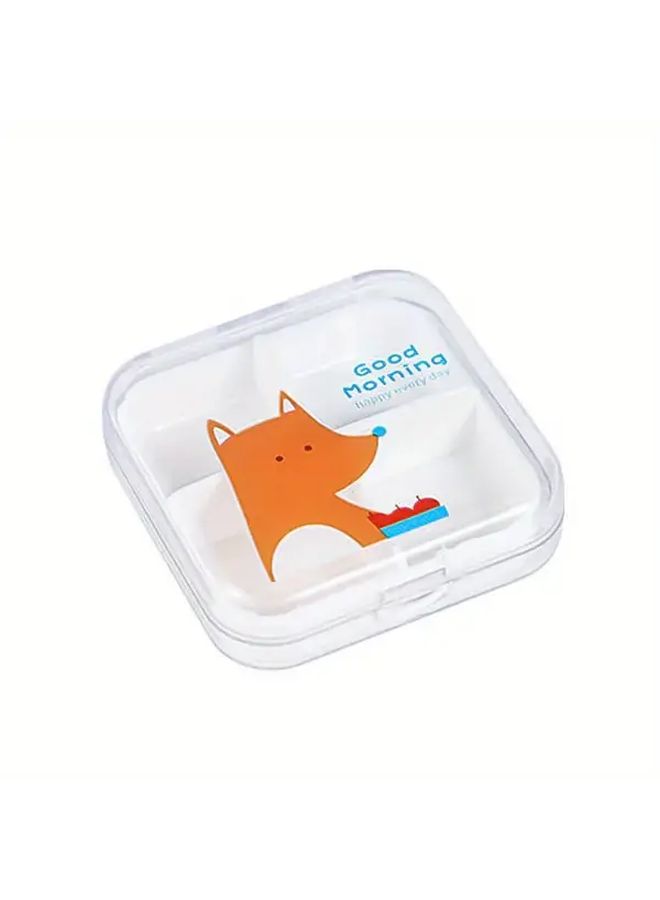 Fox Mini Cartoon Portable Travel Pill Box 4 Grid On The Go Medicine Organizer - Image 5