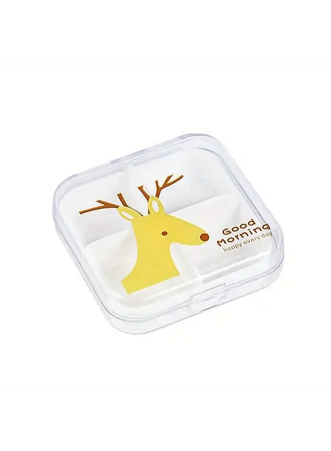 Fox Mini Cartoon Portable Travel Pill Box 4 Grid On The Go Medicine Organizer - Image 3