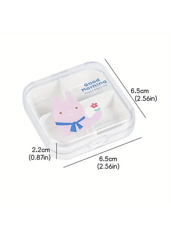 Fox Mini Cartoon Portable Travel Pill Box 4 Grid On The Go Medicine Organizer - Image 2