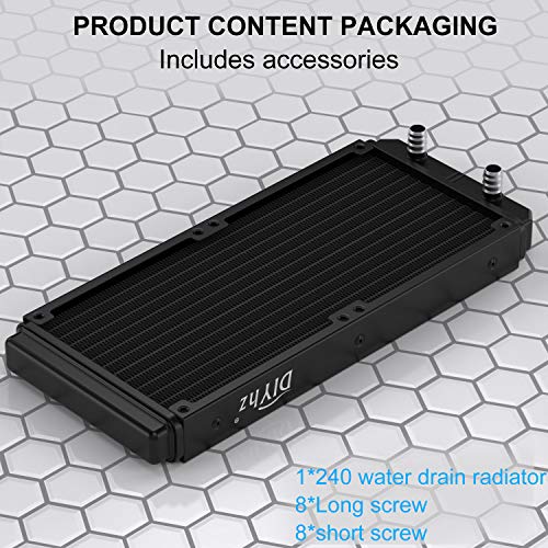 DIYhz Water Cooling Computer Radiator, 12 Pipe Aluminum Heat Exchanger Liquid Cooling Radiator Heat Sink 240mm for CPU PC Laser Water Cool System DC12V Black with Tube - Image 3