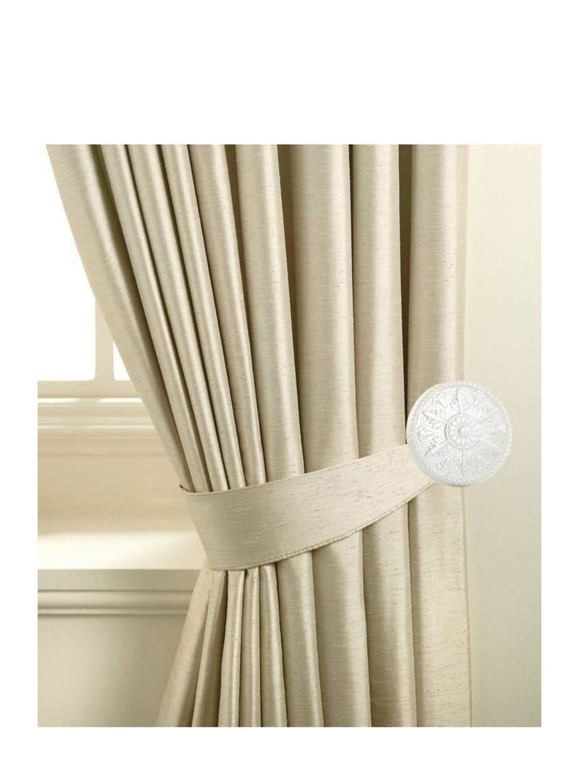 IDT 1 Pair Curtain Holdbacks Window Tie Backs Holders For Bedroom Wall Office Decor Home Sheer Blackout Drapes Blind Curtains Decorations Accessories Buckle Hooks White Colour - Image 1