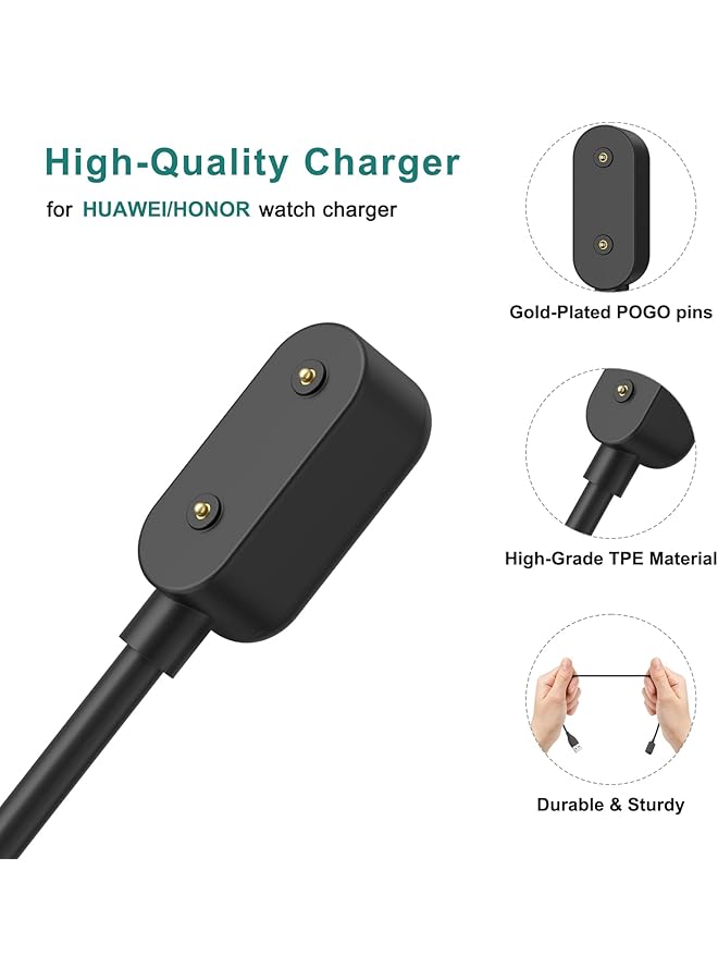 erorex Charger Compatible With Huawei Band8 Huawei Band7 Band 6 6 Pro Honor Band 6 Watch Es Huawei Watch Fit Fit 2 Smartwatch Magnetic Replacement Usb Charging Cable 3.3Ft Black  - Image 2