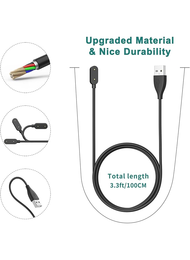 erorex Charger Compatible With Huawei Band8 Huawei Band7 Band 6 6 Pro Honor Band 6 Watch Es Huawei Watch Fit Fit 2 Smartwatch Magnetic Replacement Usb Charging Cable 3.3Ft Black  - Image 3