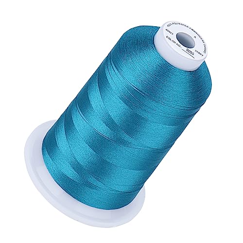 Simthread 5500Yds Embroidery Thread 5000M 40WT Polyester Machine Embroidery Thread HighYardage Spool for Brother Singer Janome Babylock Husqvarna Home Commercial Machines Blue Satin S055 - Image 1