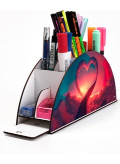 KutuTR Wooden Vip Special Days Series Desktop Pen Holder Organizer with Rainbow Ruler and Mounted Box  - Image 1