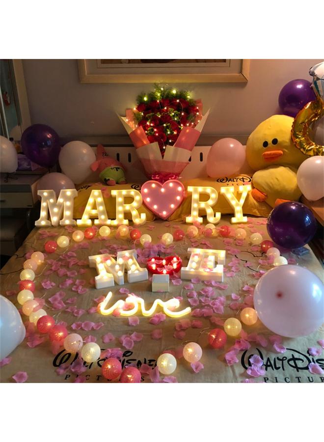 LED 26 Alphabet Letter Number Lights Ampersand Symbol Love Heart Light Up Sign Lamp For Love Wedding Home Party Holiday Bar Decoration
