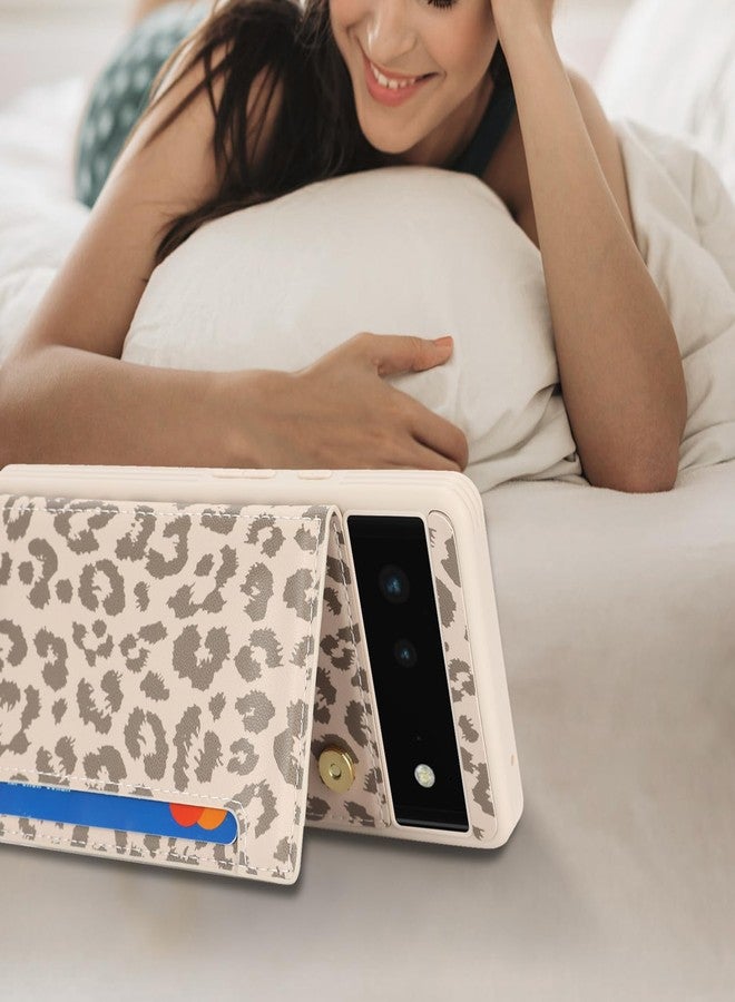 iCoverCase Compatible with Google Pixel 6 Case with Card Holder, Wallet Phone Case for Women Men [RFID Blocking] PU Leather Protective Wallet Case for Pixel 6 (Beige Leopard) - Image 5