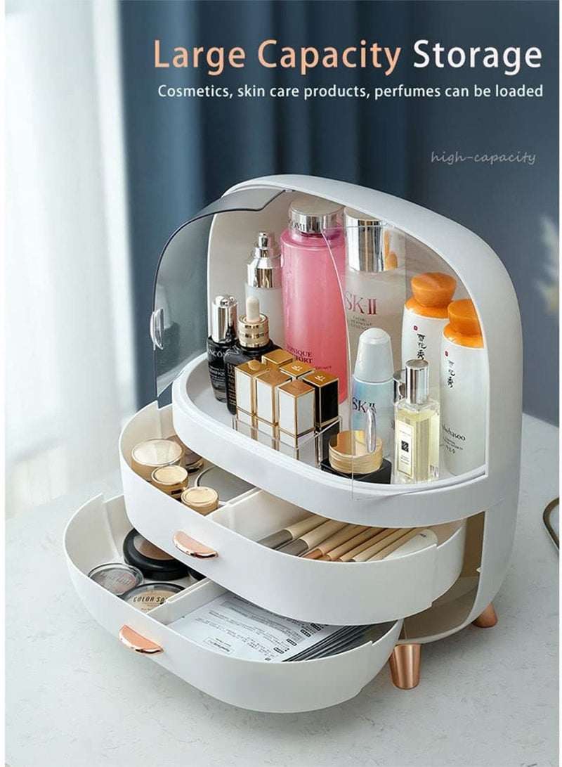 LIMOS Makeup Cosmetics Organizer Storage Box elegant display rack with drawer Water and dustproof(Grey) - Image 2