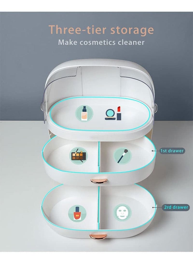 LIMOS Makeup Cosmetics Organizer Storage Box elegant display rack with drawer Water and dustproof(Grey) - Image 4