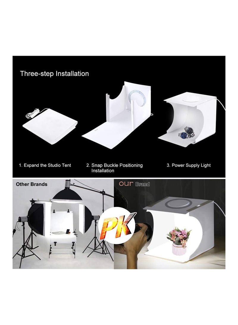 Dimmable LED Light Photo Studio Box with White/Warm/Soft Lighting, Highlight Portable Studio Set Small Photo Props Equipment  for Small Items Like Jewelry - Image 4