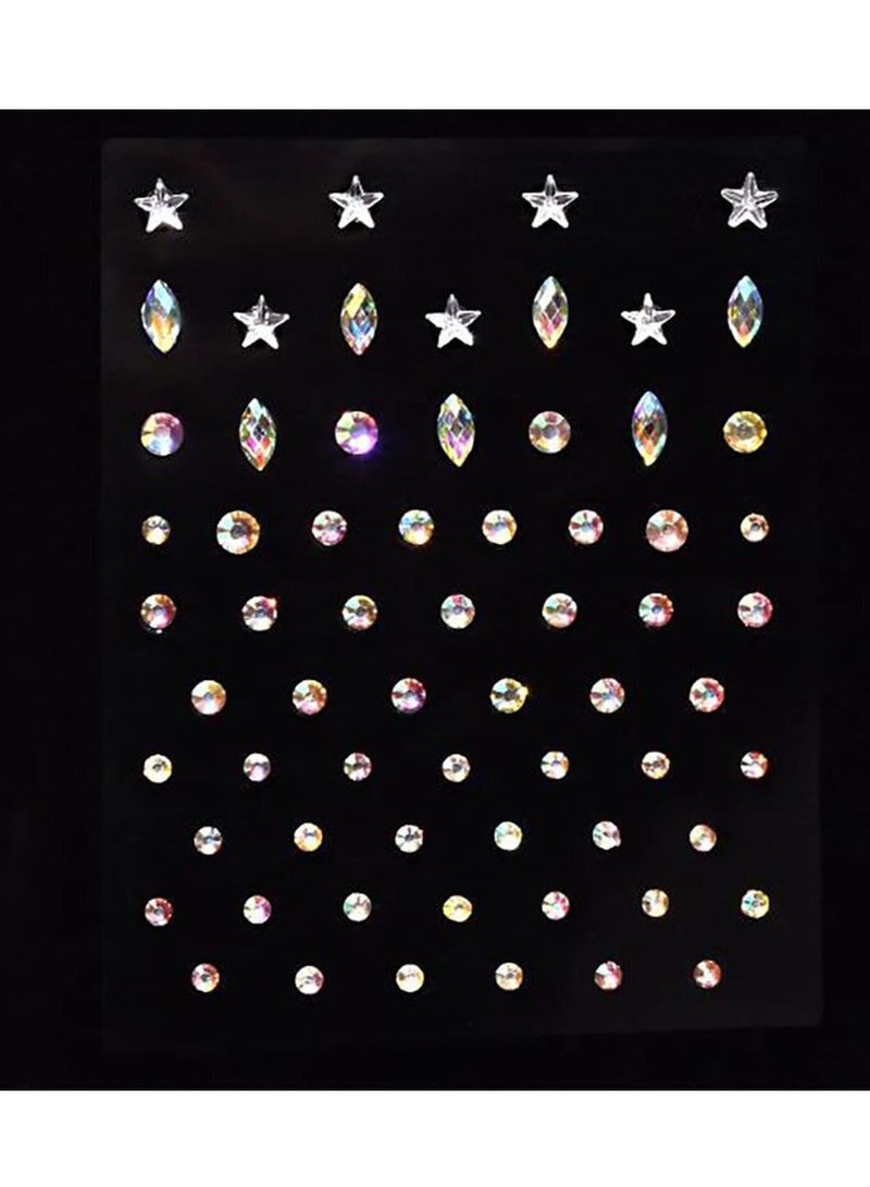 Y&D Rhinestone Stickers, Face Jewels Gem Stick Eyes Body Gems Club Rave Party Festival Stickers Makeup Gift Temporary Tattoos for Women and Girls Costume 3Pcs - Image 4