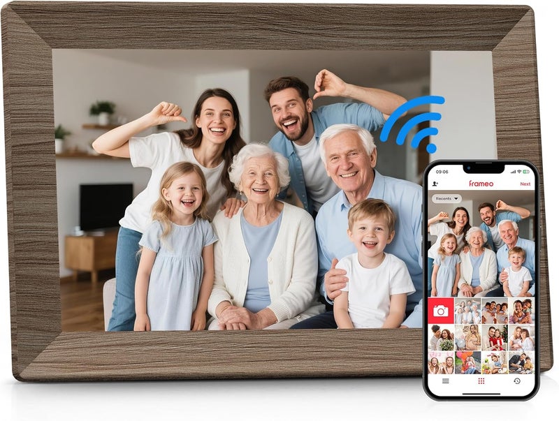 بيجاسو إطار صور رقمي Frameo بحجم 10.1 بوصة مع واي فاي وذاكرة 32 جيجابايت، شاشة لمس IPS بدقة 1280 × 800، إطار صور إلكتروني ذكي، قابل للتثبيت على الحائط، دوران تلقائي، مشاركة الصور/الفيديو عبر تطبيق Frameo من أي مكان - Image 1