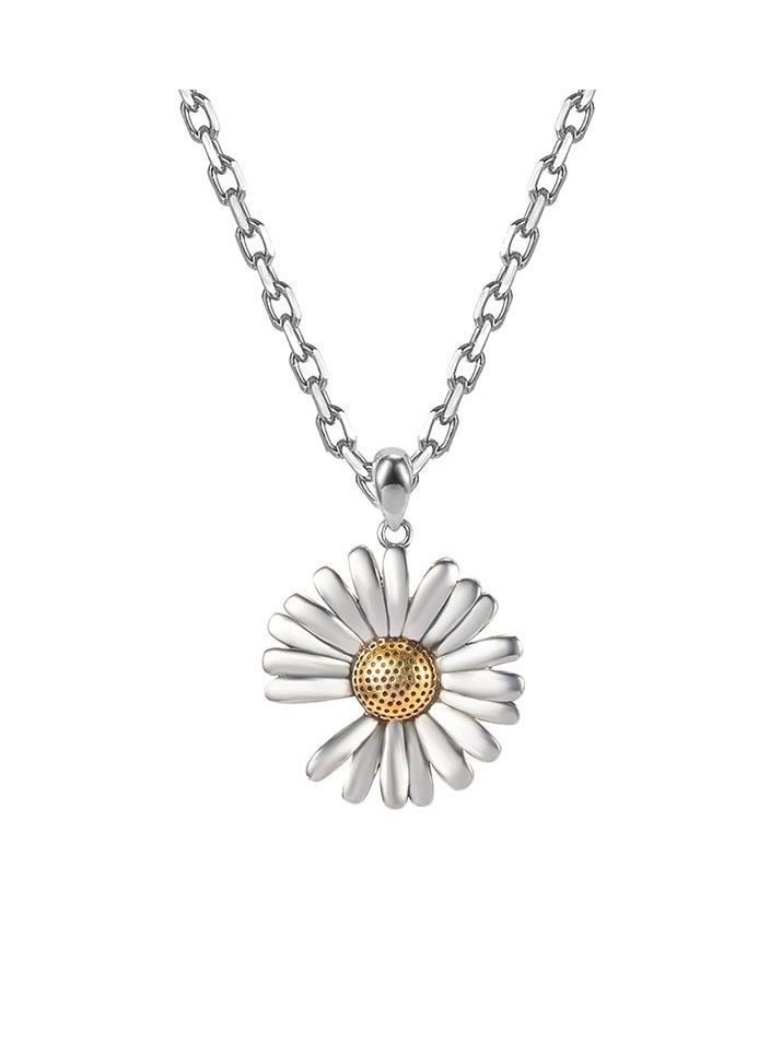 NIBEMINENT - Korean retro style S925 sterling silver necklace GD same paragraph daisy pendant necklace - Image 1