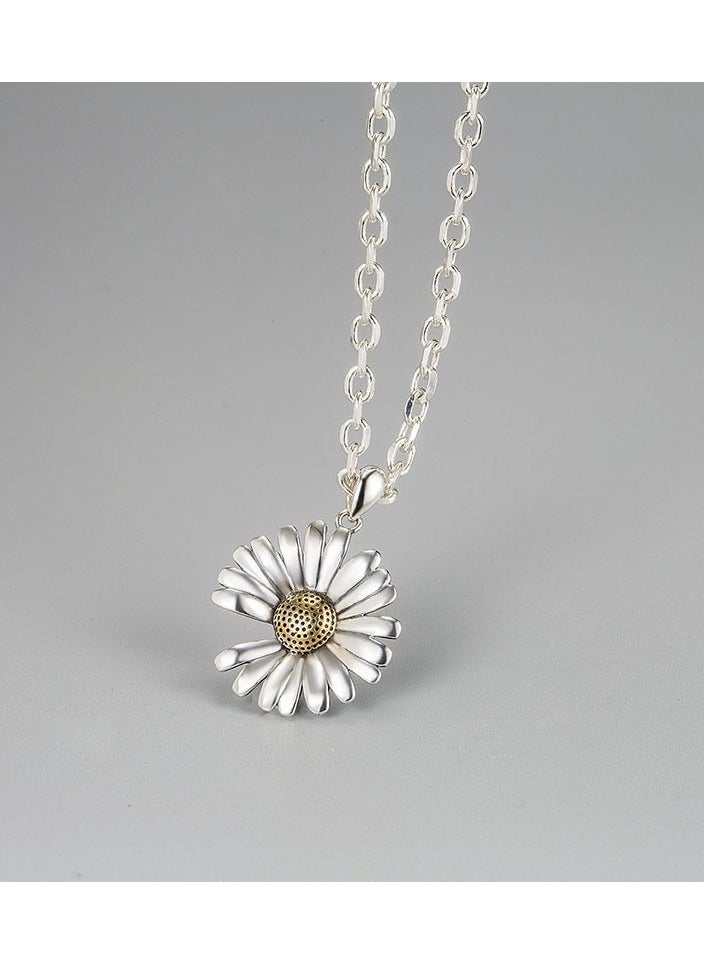 NIBEMINENT - Korean retro style S925 sterling silver necklace GD same paragraph daisy pendant necklace - Image 1