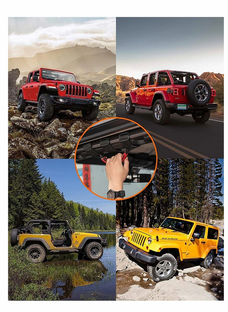 إكسفور جيب رانجلر YJ TJ JK JL & المصارع JT 1987-2021 مع 4 مقابض المتداول ، والتجهيزات الداخلية ، الأسود والأحمر - Image 4