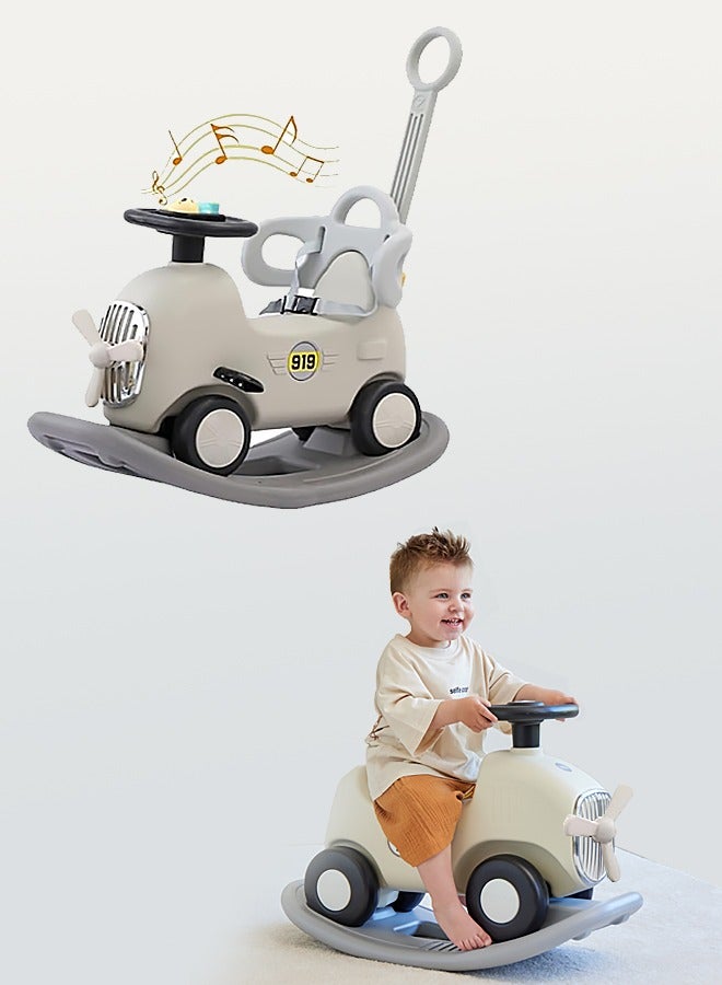 Rocking Horse Toys, Multifunctional Baby Rocking Horse, 3 In 1 Interactive Rocking Horse With Push Rod, Fun Baby Rocking Chair With Rocking And Sliding Way, Detachable Riding Rocking Animal, Easy To Rock And Assemble - Image 1