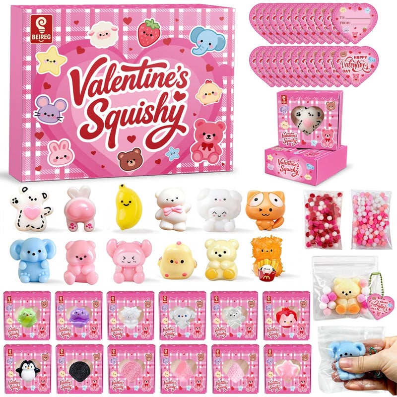 BEIREG Mini Taba Squishy 24PCS with Gifts Box Soft Stress Relief Squeeze Toys Valentines Cards Day Gifts for Kids Classroom School Party Favors - Image 3