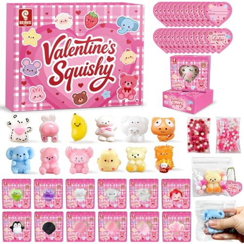 BEIREG Mini Taba Squishy 24PCS with Gifts Box Soft Stress Relief Squeeze Toys Valentines Cards Day Gifts for Kids Classroom School Party Favors - Image 1