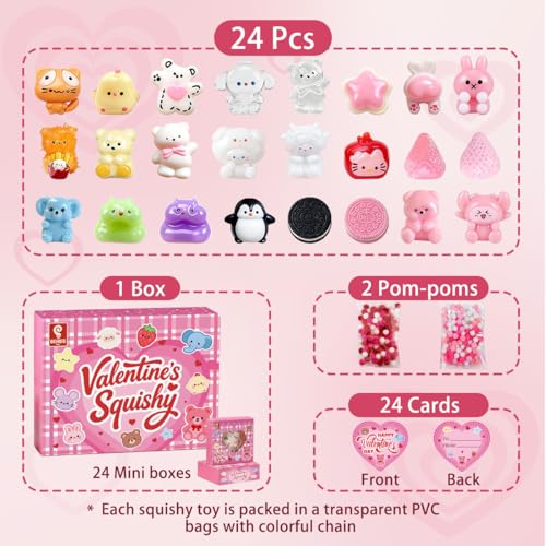 BEIREG Mini Taba Squishy 24PCS with Gifts Box Soft Stress Relief Squeeze Toys Valentines Cards Day Gifts for Kids Classroom School Party Favors - Image 5