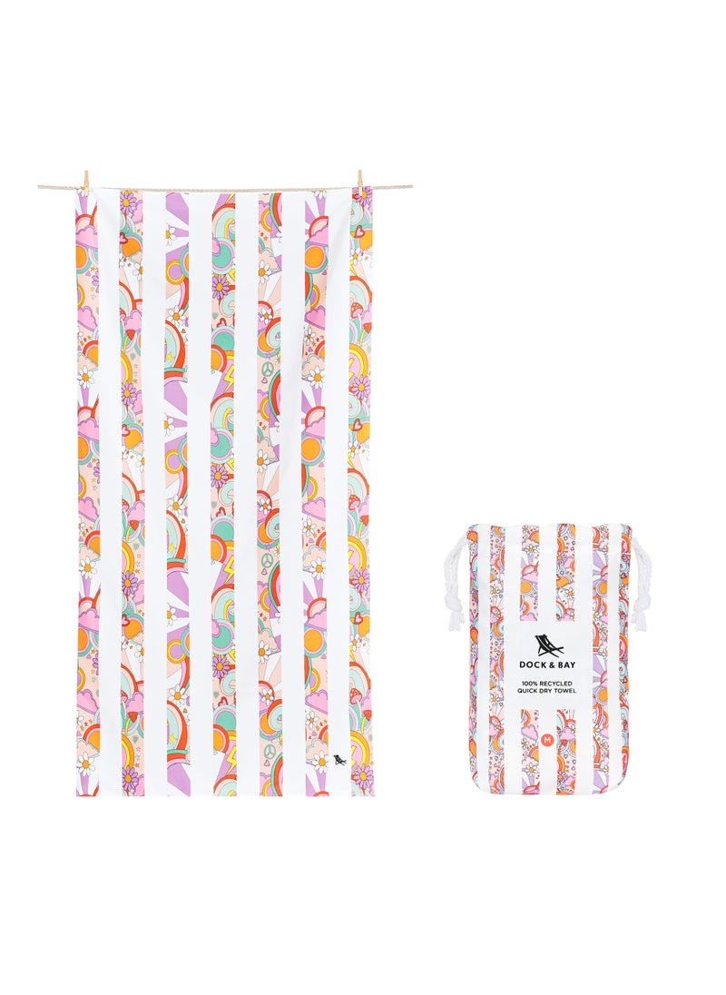 Dock & Bay Dock & Bay Kids Beach Towel, Quick Dry, Sand Free, Compact & Lightweight, 100% Recycled, Medium 130x70cm) - PINK POWER  - Image 1