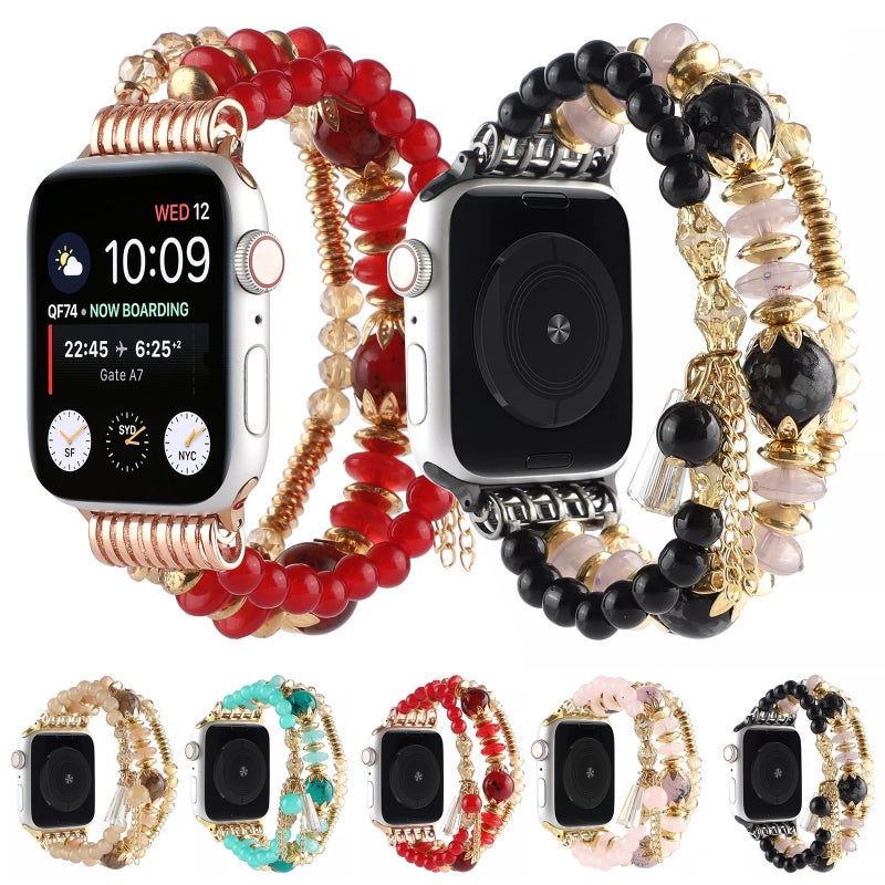 Pearl Strap Watch Band For Apple Watch Ultra 49mm&Watch Ultra 2 49mm / Series 9&8&7 45mm / SE 3&SE 2&6&SE&5&4 44mm / 3&2&1 42mm(Black)