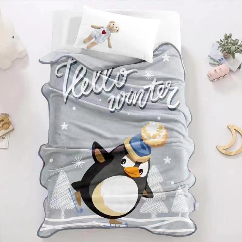 Butterthief Butterthief Multipurpose Cartoon Print Light Weight Blanket Soft Cozy Plush All Seasons Blankets for 05 Years Wrapper Cum Blanket for Baby Boys GirlsNew Born Kids Toddler Grey Penguin 