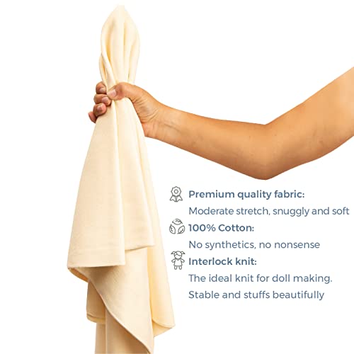 Valengo Fabrics VALENGO قماش لون البشرة الفاخر لصناعة الدمى، قماش قطني 100% إنترلوك، قماش لون بشرة دمية والدورف - 1 ياردة (فاتح) - Image 2
