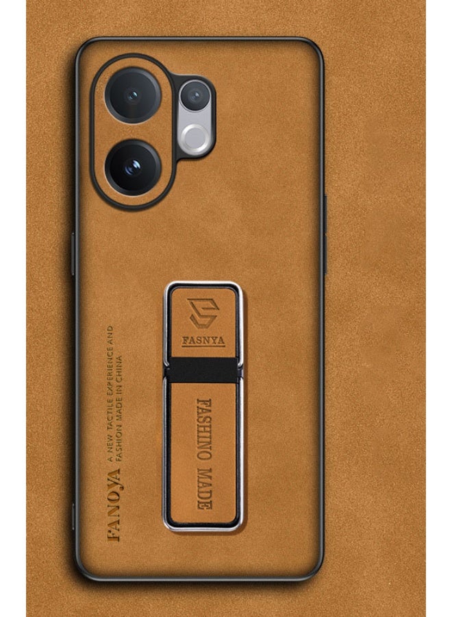 general for Vivo V60 Phone Case, Case for Vivo V60 with Magnetic Metal Kickstand Soft Silicone TPU Shockproof Protective Cover for Men Women Suede PU Leather Case